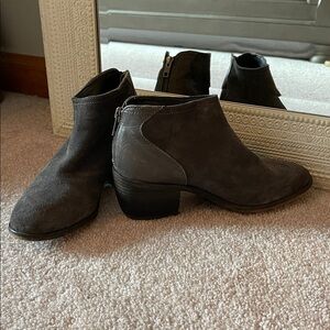 Charles David Dark Gray Suede Ankle Booties